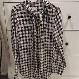 Equipment Houndstooth Blouse with Tie Neck